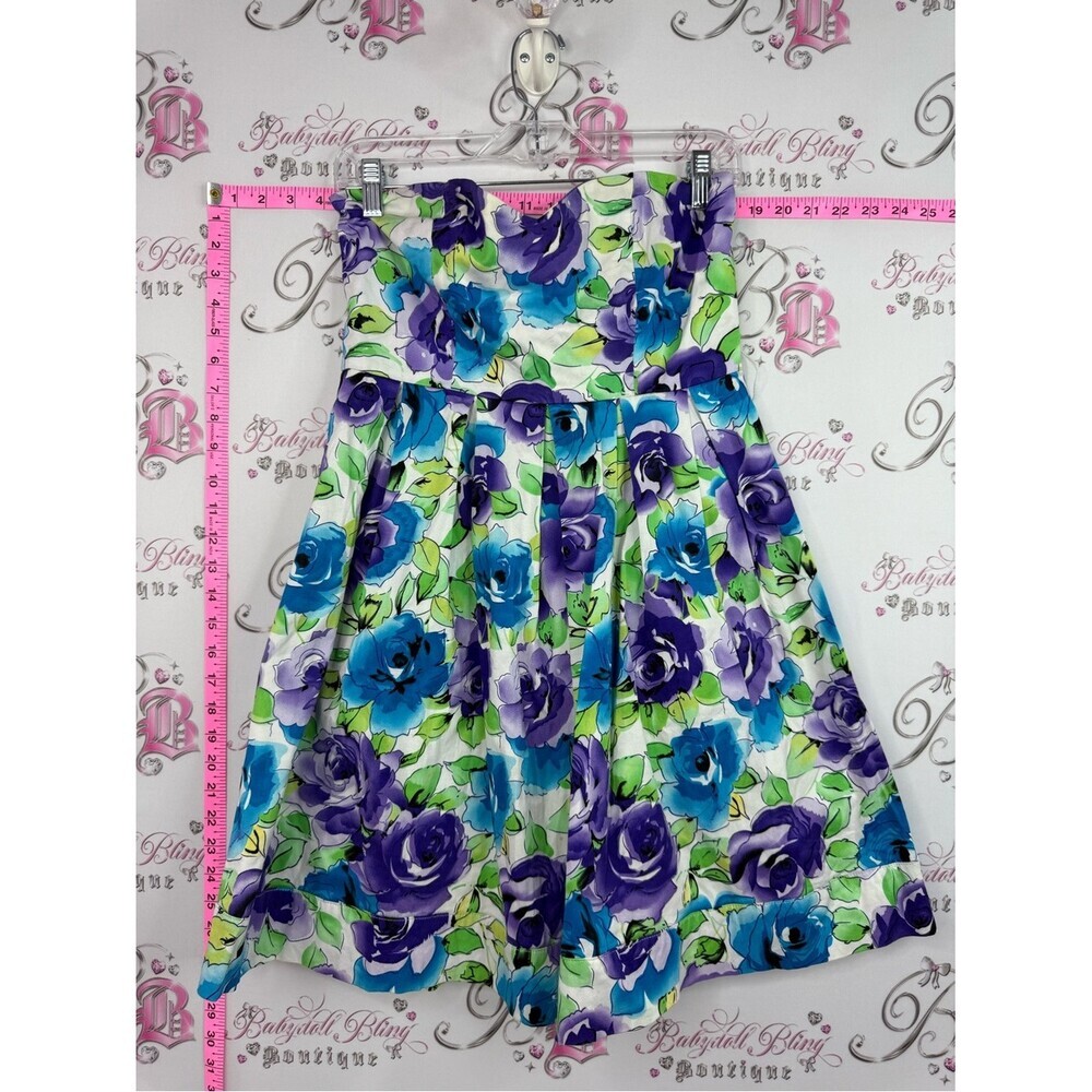 Wildcat dress neon Strapless Floral Party Dress in Blue, Purple & Green